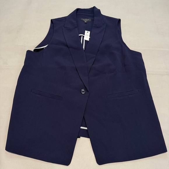 Talbots Jackets & Blazers - New Talbot Navy Blue Long One Button Blazer Vest Plus Petite 16W Wide Petite6082